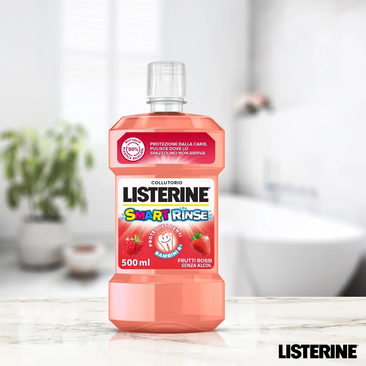 LISTERINE Listerine Smart Rinse enjuague bucal para niños 500 ml protección contra la caries dental