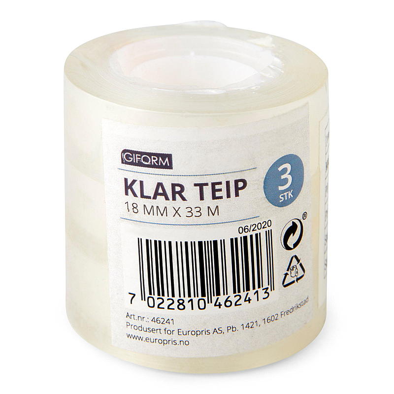 Giform-Klebeband, 3er-Pack, 18 mm x 33 m, transparent
