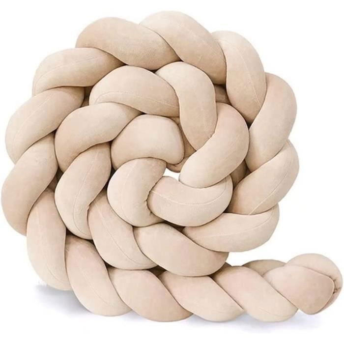 Protector de cama 3M con forma de serpiente, cojín trenzado de terciopelo suave para sofá, 100% hecho a mano (beige).