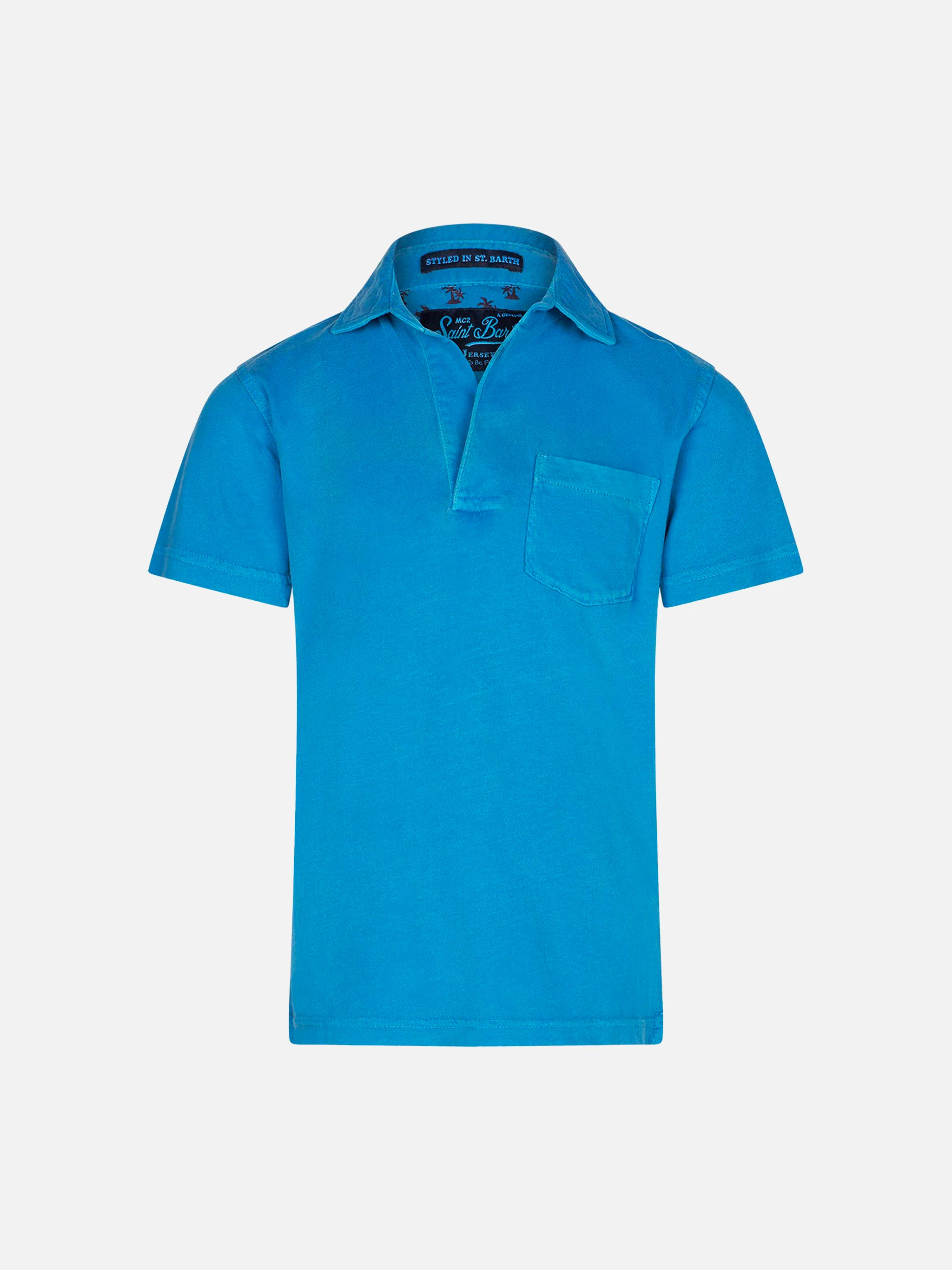 Kinderpoloshirt van blauwe jersey.