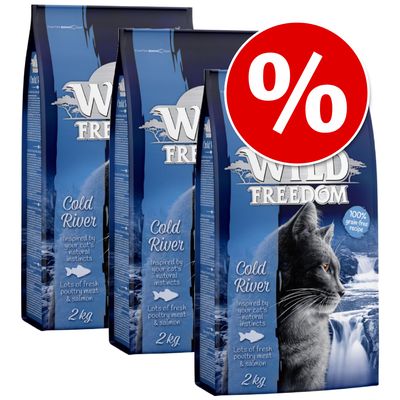 Alimento seco para gatos Wild Freedom, paquete económico de 3 x 2 kg.