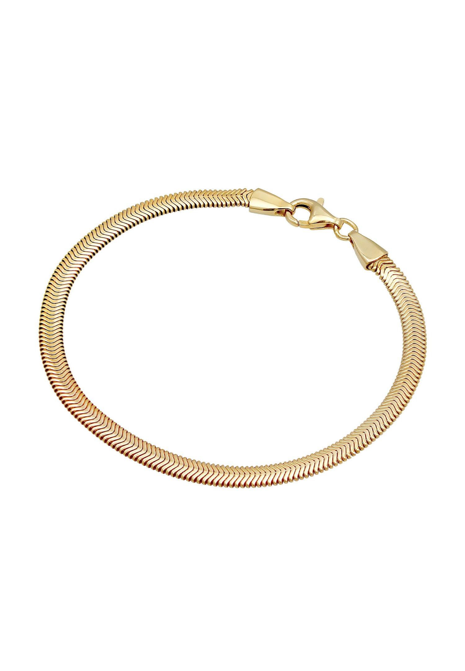 KUZZOI Femme Flat Elegant Snake Chain Herringbone Trend en argent sterling 925 plaqué or