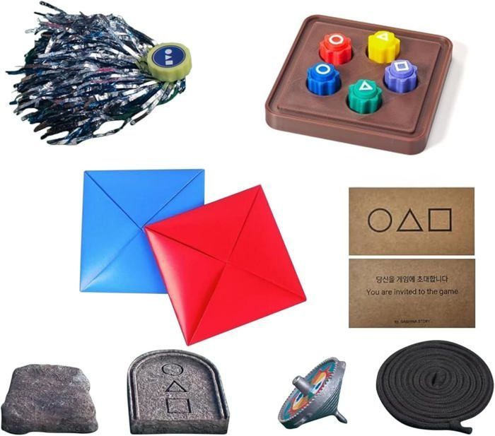 Juego de juegos folclóricos tradicionales coreanos: Jebi chagi, Gong-gi, Biseokchigi, Paeng-y, DDAKJI, juegos de viaje familiar (1 juego)