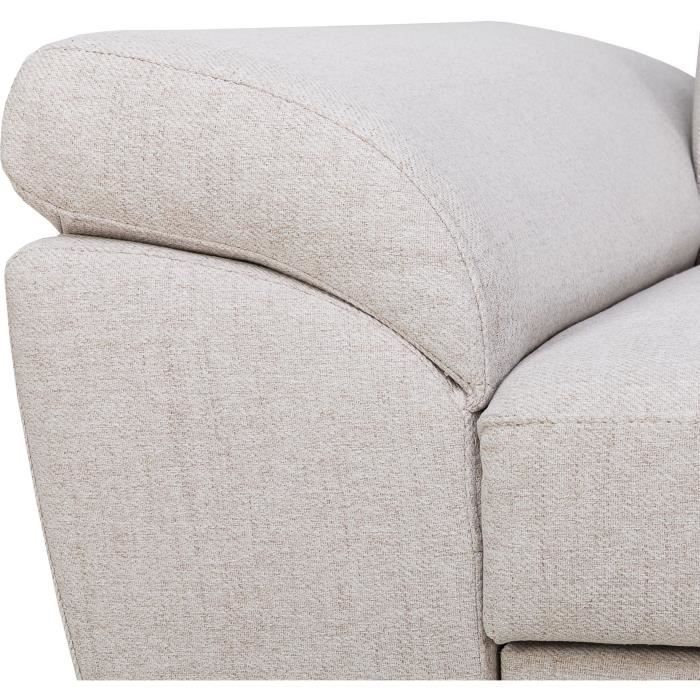 Convertible corner sofa - 4 people - STAN - Beige fabric - 3 headrests - Reversible - 243 x 92 x 184 cm