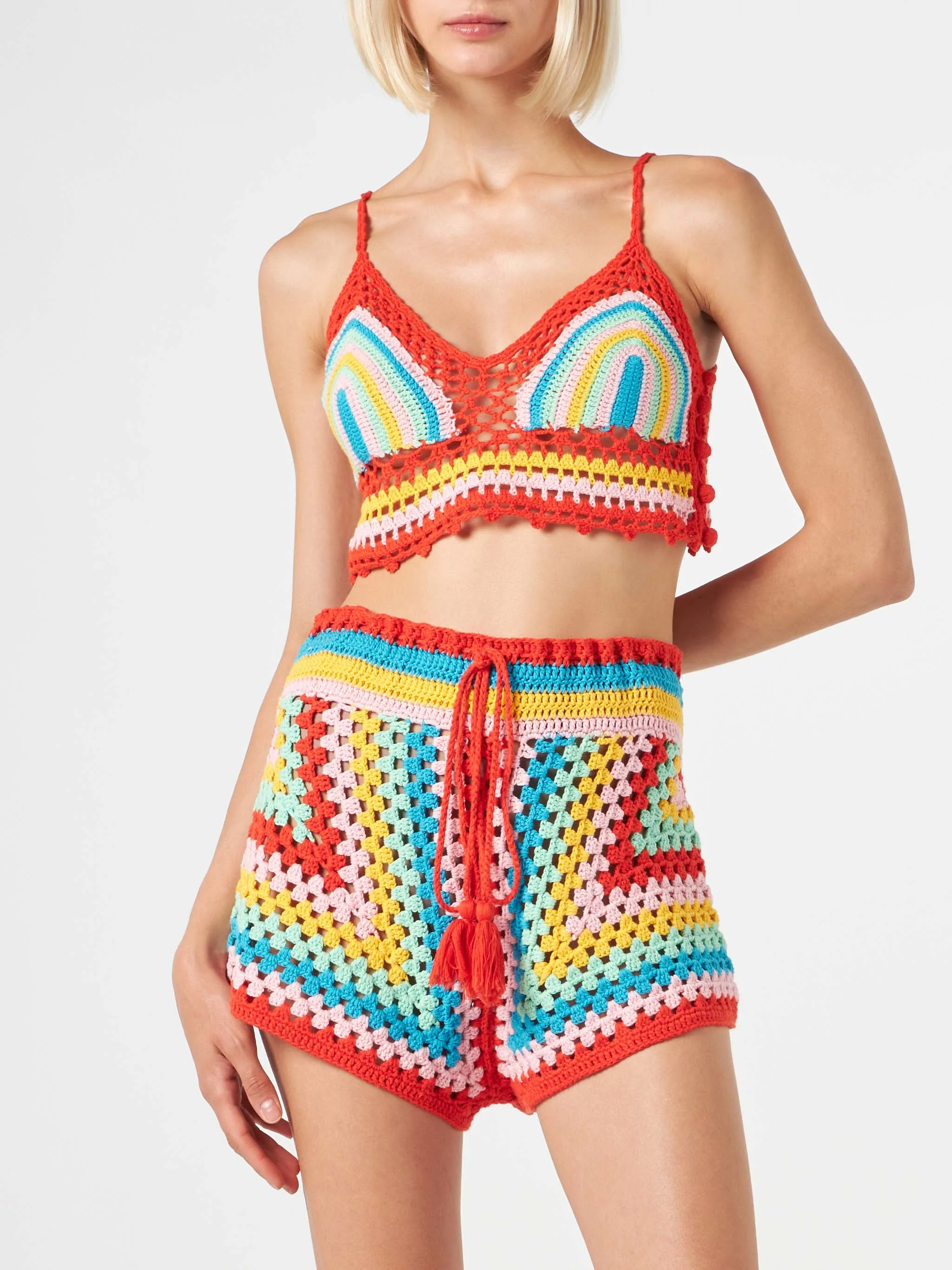 Haut multicolore au crochet