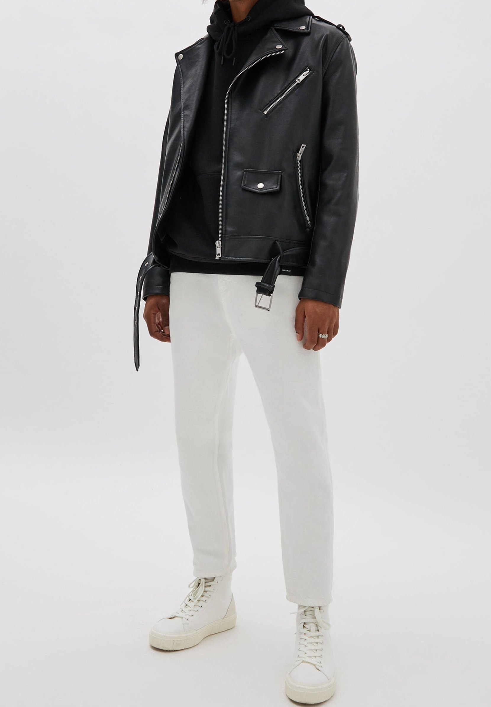 PULL&BEAR Kunstleren jas - zwart