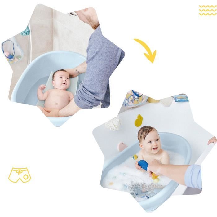 Bañera para bebés Badabulle con forma de ballena, fabricada en Europa, puede albergar una hamaca o un asiento de baño, desde el nacimiento hasta los 24 meses.