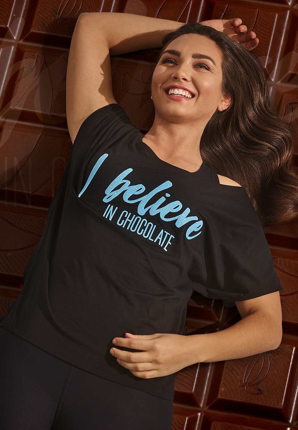 Winshape MCT002 ULTRA LIGHT - T-shirt met print - zwart/glitter/neonblauw