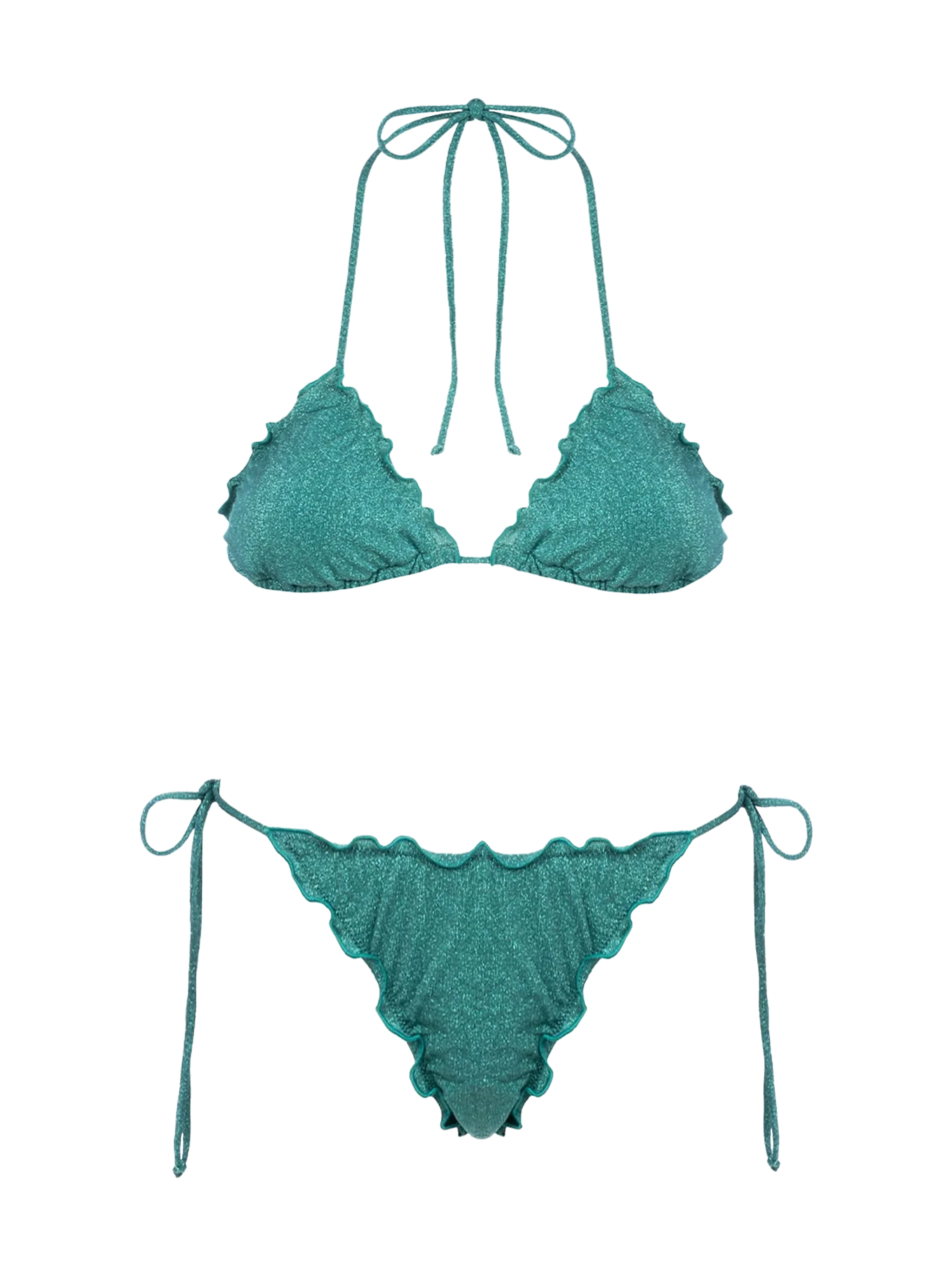 Sagittarius Mia Klassieke driehoekige bikini voor dames in aquagroen lurex