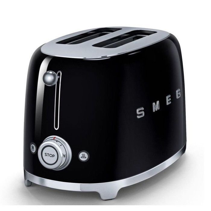 Torradeira SMEG TSF01BLEU preta - 2 ranhuras extralargas - Bandeja de migalhas removível