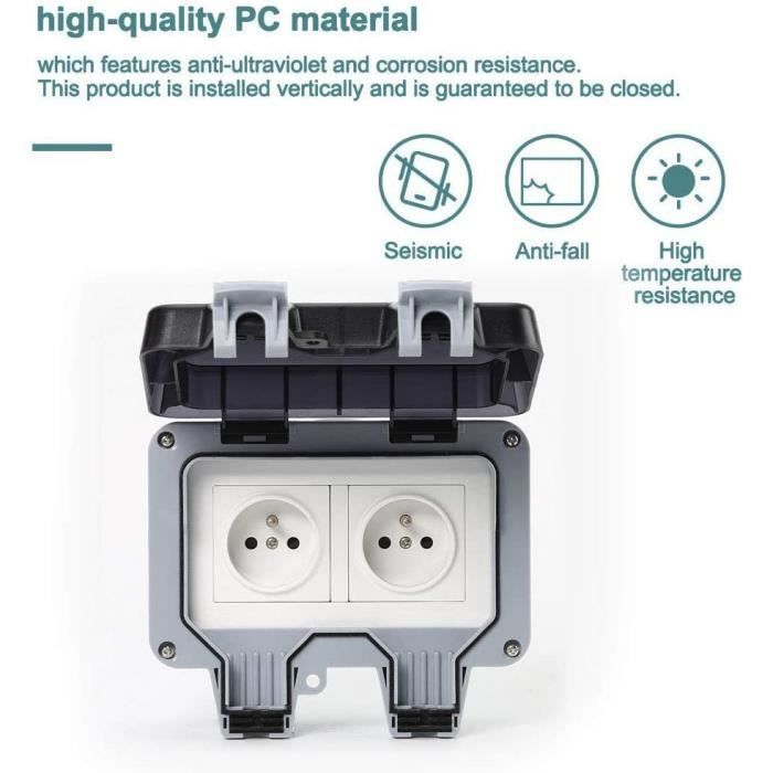 Presa elettrica doppia impermeabile per esterni IP66, presa a muro impermeabile 16A