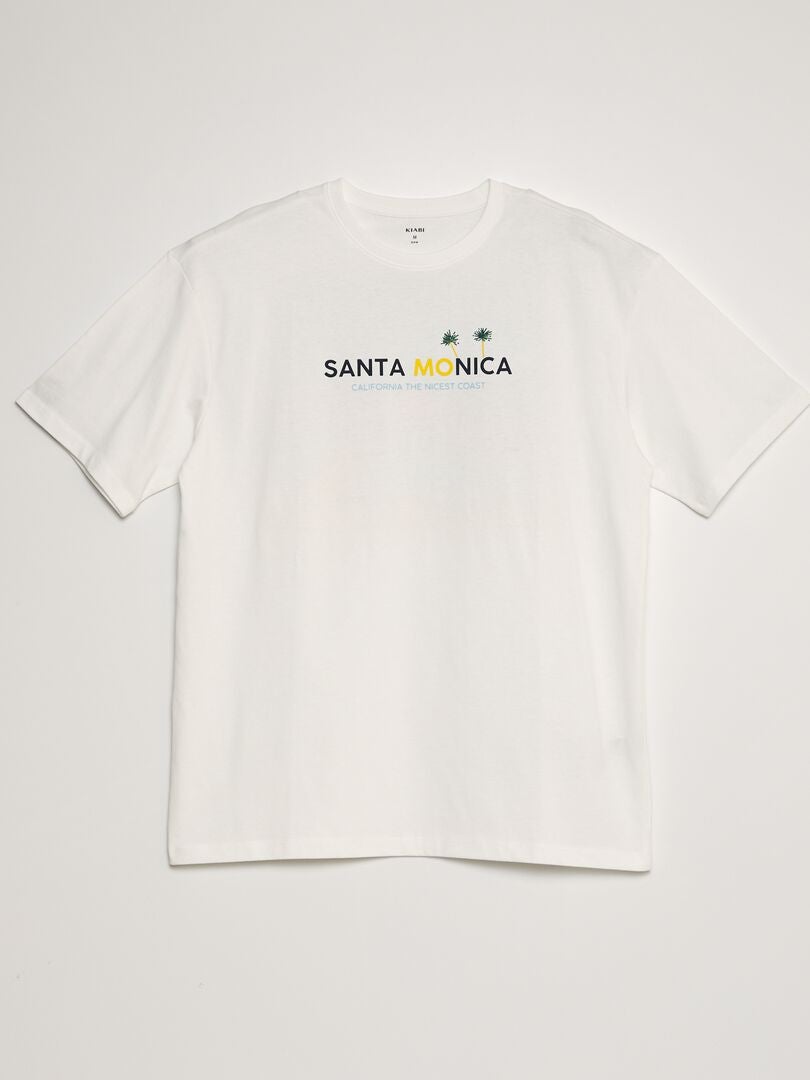 Camiseta estampada de cuello redondo - BLANCA