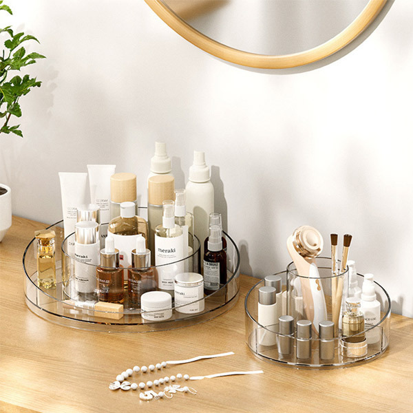 Livingandhome Circular Chic Sminkeoppbevaring med Børsteholder