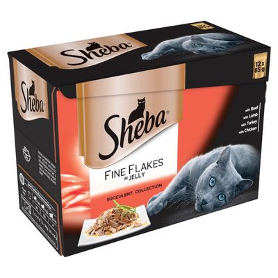 48 sachets Sheba de 85 g + 12 boîtes de goûter Dreamies de 60 g - Prix du lot !*