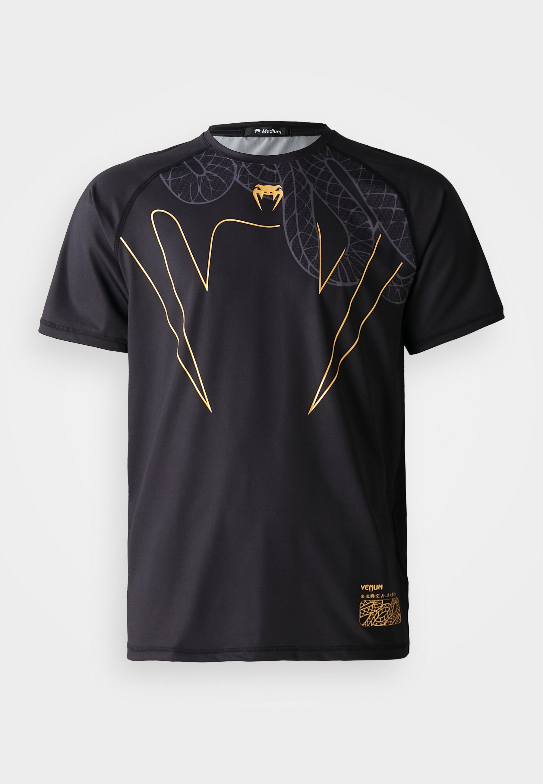 Camiseta esportiva Venum SERPENTI DRY TECH - preta/prateada/dourada