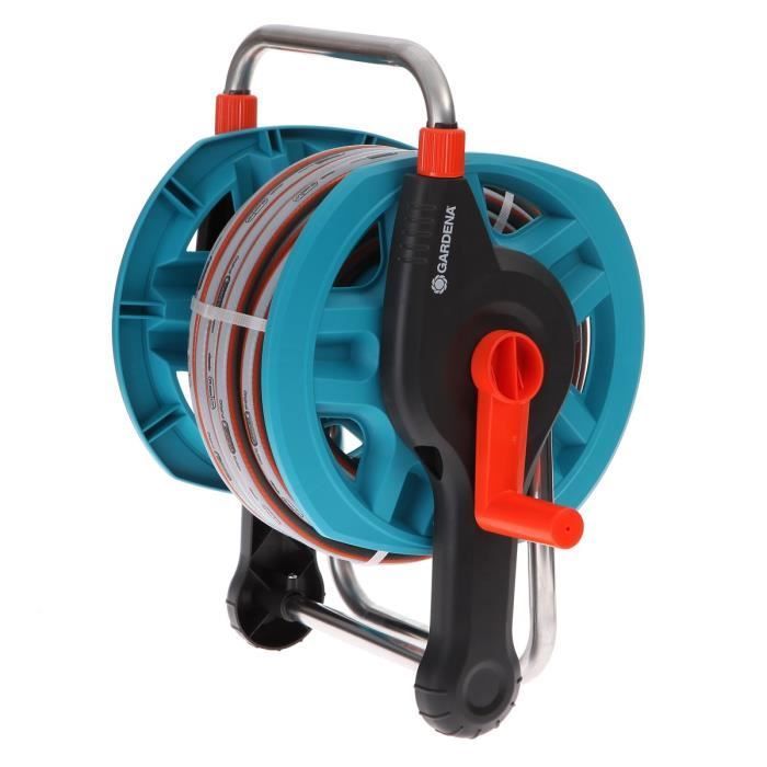 GARDENA Dévidoir portable équipé – Longueur 20m – Raccord anti-goutte – Kit complet tuyau d’arrosage – Garantie 5 ans (2691-20)
