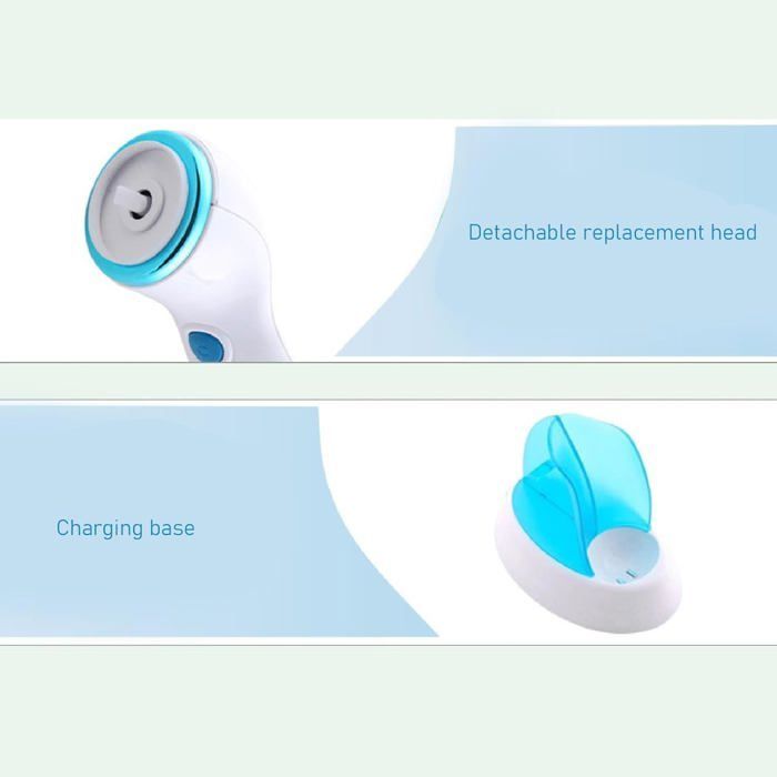 Elektrische Gesichtsreinigungsbürste, 2-stufige Vibrationsmassage mit 3 austauschbaren Aufsätzen (blau)