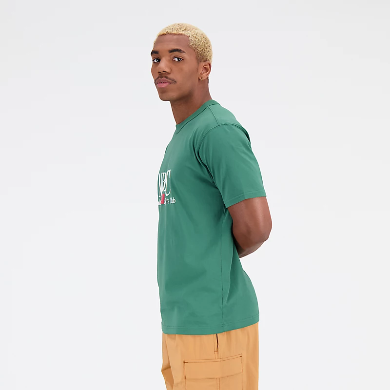 Camiseta esportiva masculina de algodão - VERDE FLORESTA DA EQUIPE