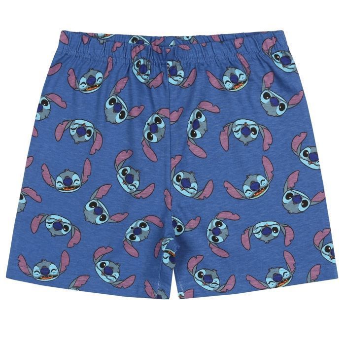 Pijama de dos piezas de algodón con manga corta de Disney Stitch para niño, ideal para el verano, 98 cm.