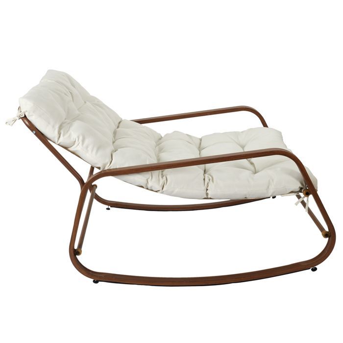 Schommelstoel - Home Deco Factory - Miami - Houtnerf - Beige en bruin