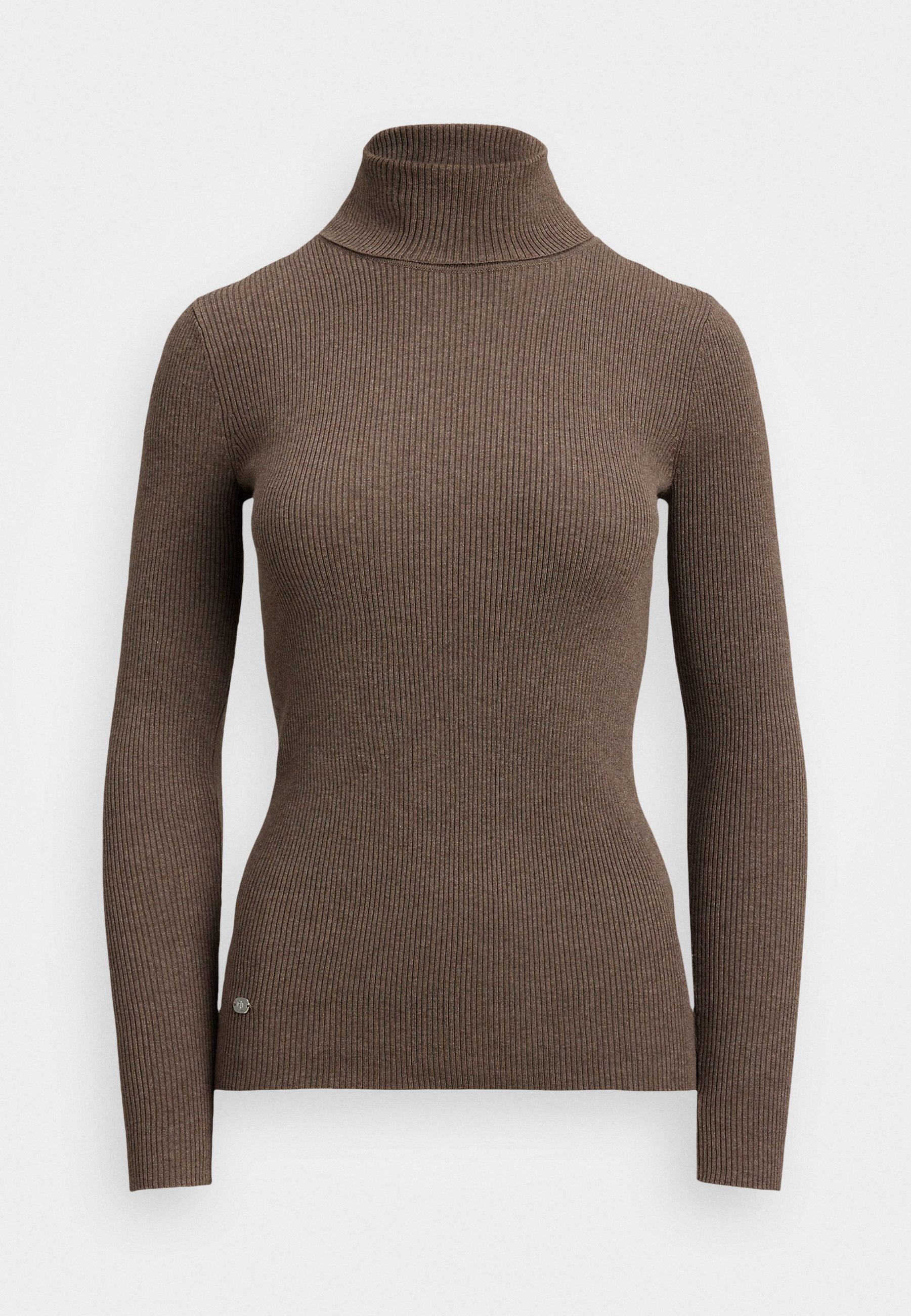 Lauren Ralph Lauren RIB KNIT ROLL NECK JUMPER - Džemper - taupe brown heather