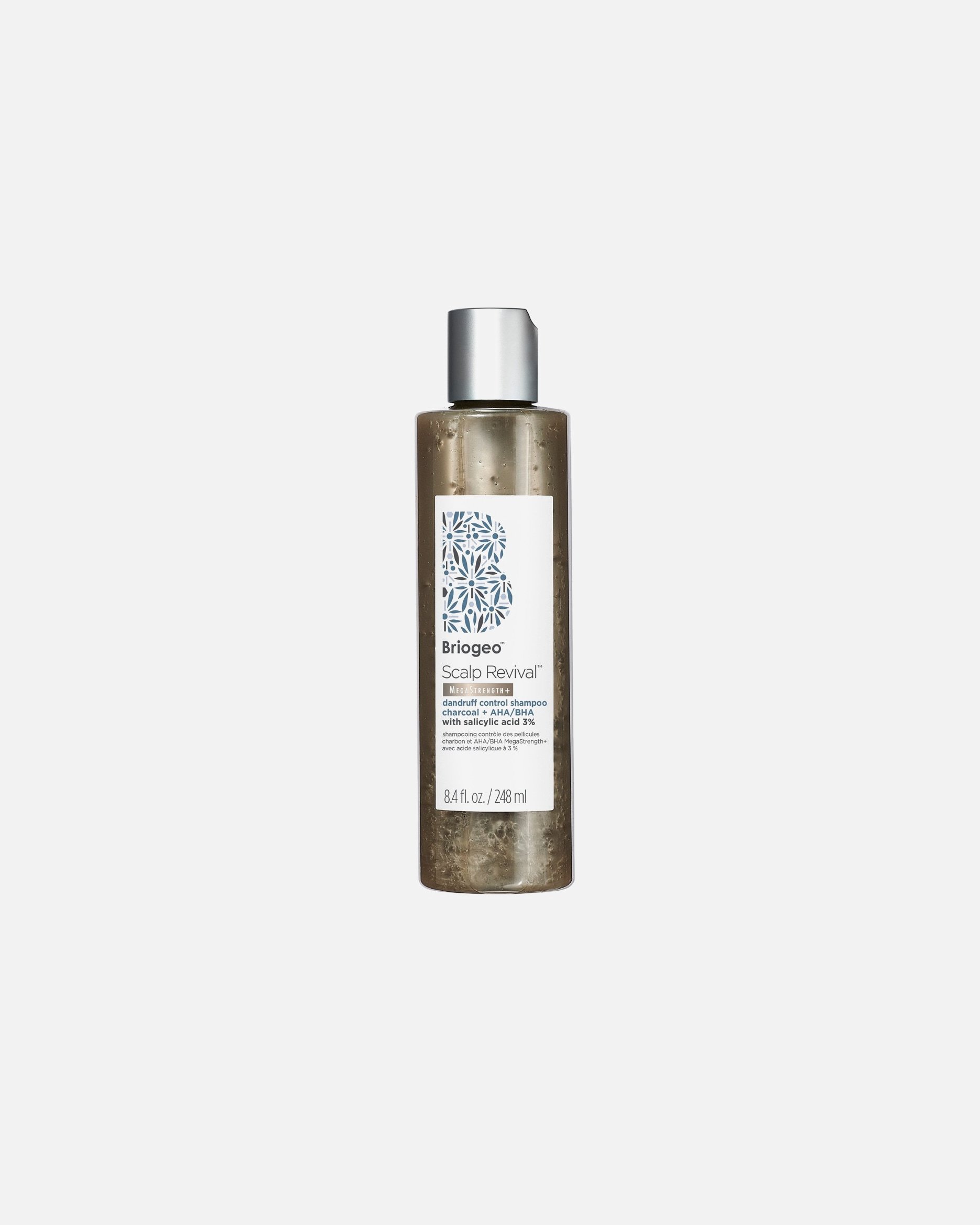 Briogeo Scalp Revival™ MegaStrength+ pretblaugznu šampūns ar aktivēto ogli + AHA/BHA un 3% salicilskābi – 248 ml