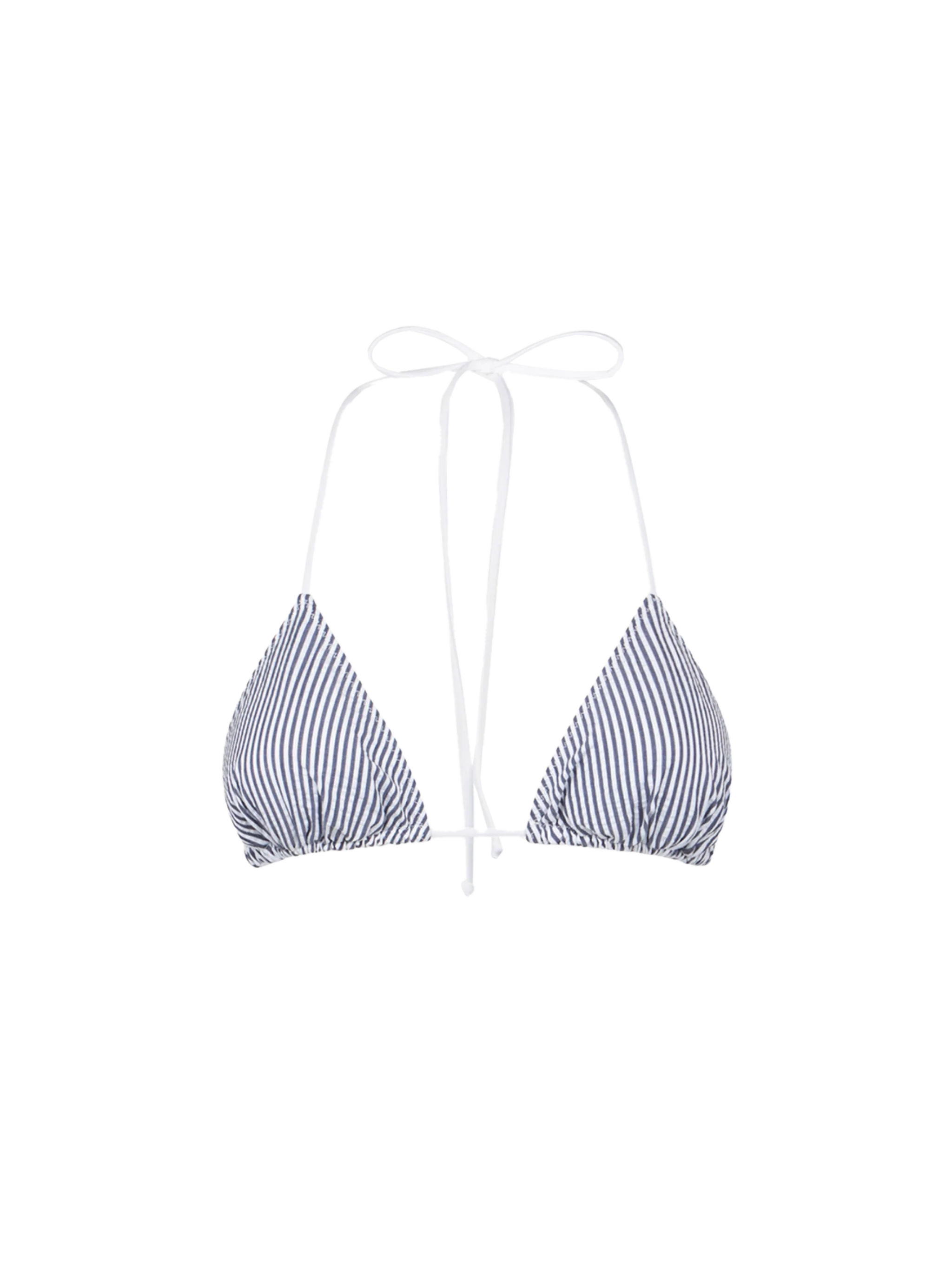 Triangelbikinitopje voor dames van seersucker met gestreepte print.