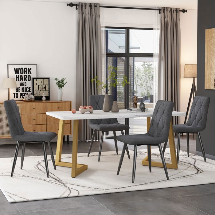 Feuille épaissie Ensemble de salle à manger,(Set,117×68cm table de salle à manger avec 4 chaises), Table de salle à manger rectang