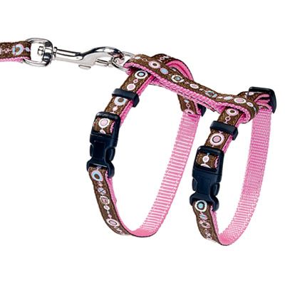 HUNTER Puppy- en Kittentuigje + Riem - Roze Borden