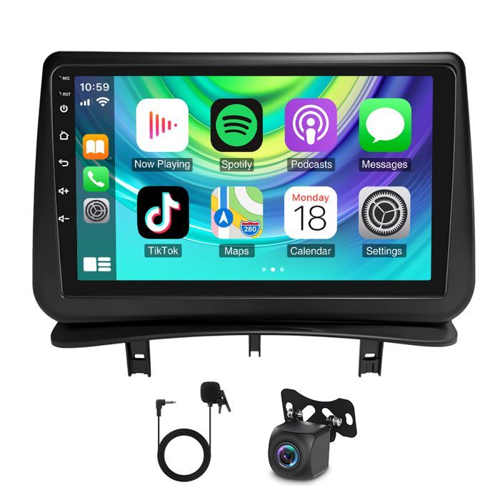 Autoradio 9 Pouces avec Car-Play GPS Navigation Renault Clio 3 2005-2014 Android 14