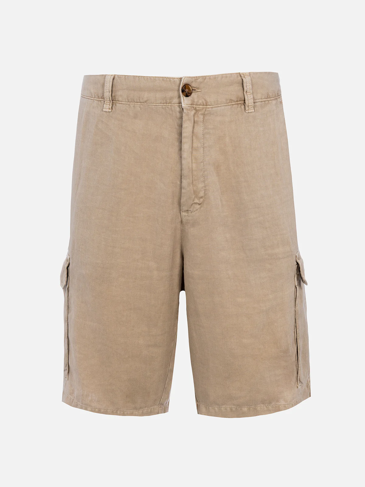Herenbermudashort van beige linnen Rodi