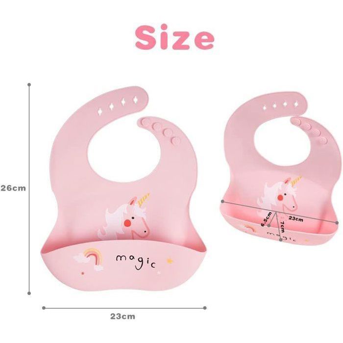 Bavoir Bébé Silicone,2Pcs Bavoirs Pour Bébé En Silicone Super Doux Bavoir D'alimentation Silicone avec Ramasse-miettes