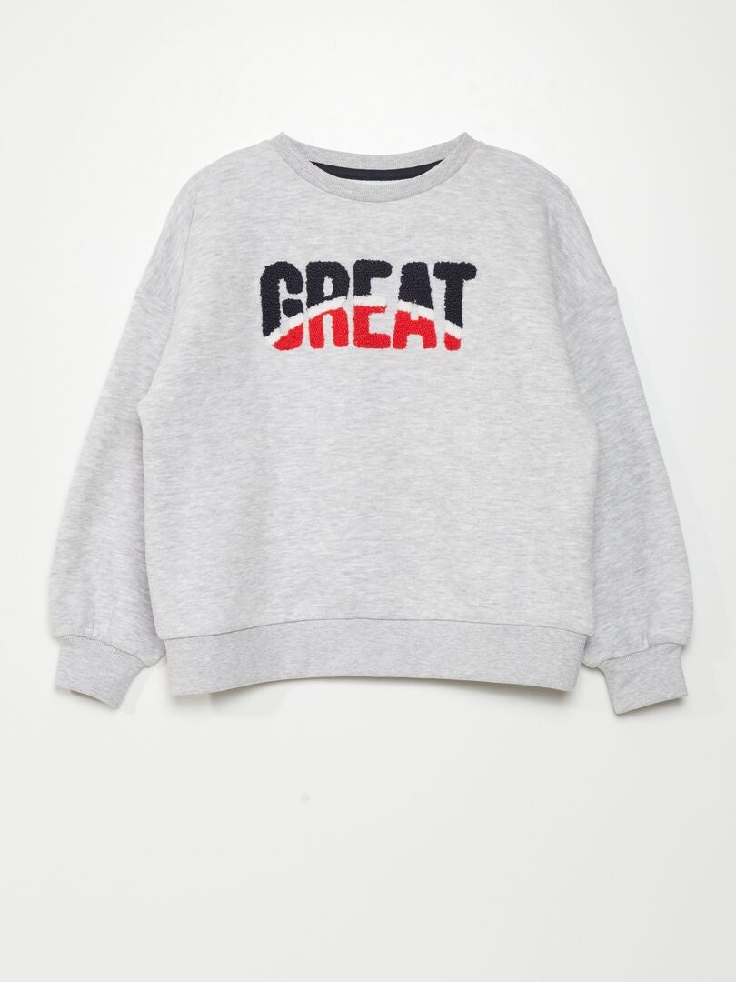 Sudadera de tejido polar con punto bouclé - GRIS