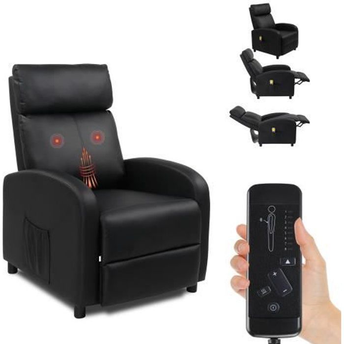 Relaxfauteuil met massagefunctie en verstelbare voetensteun, 97 x 64 x 105 cm, zwart