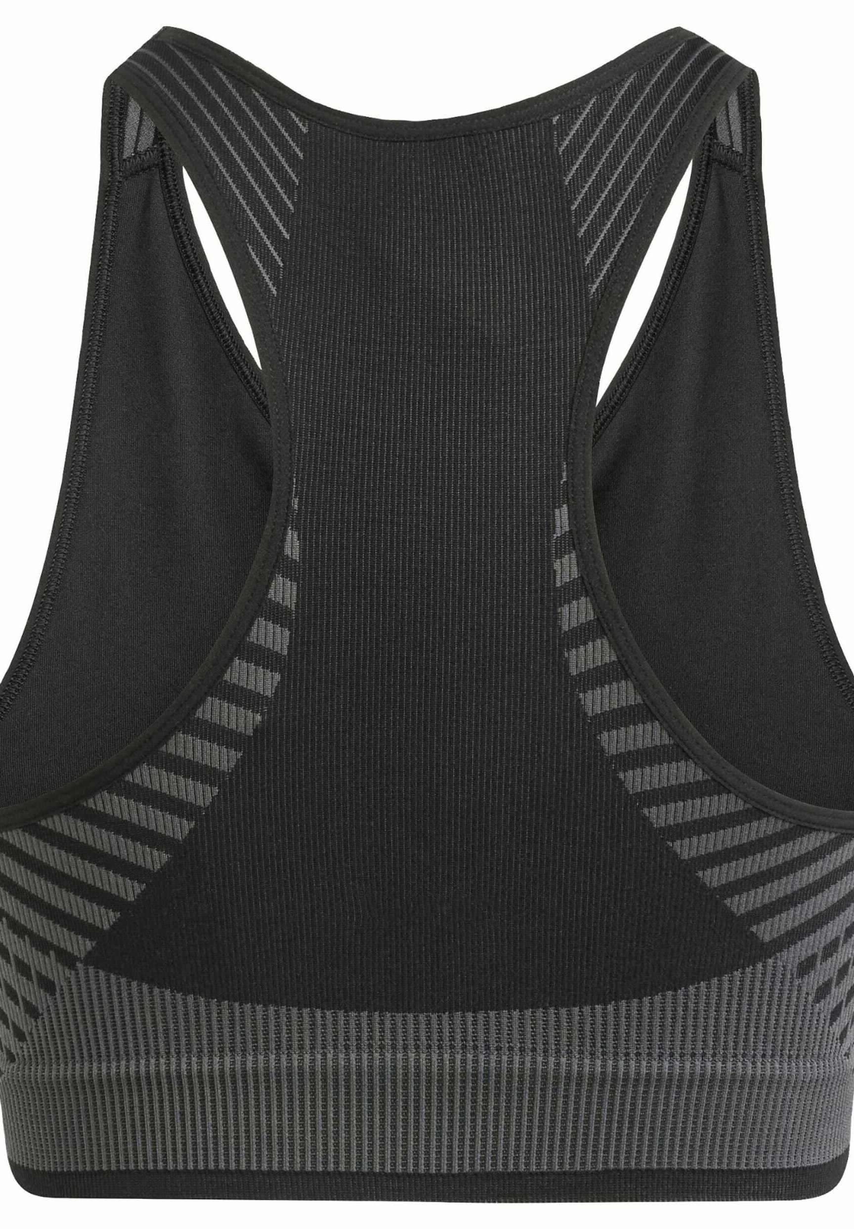 adidas Performance AEROKNIT LIGHT SUPPORT - Sportbeha met gemiddelde ondersteuning - zwart grijs zes