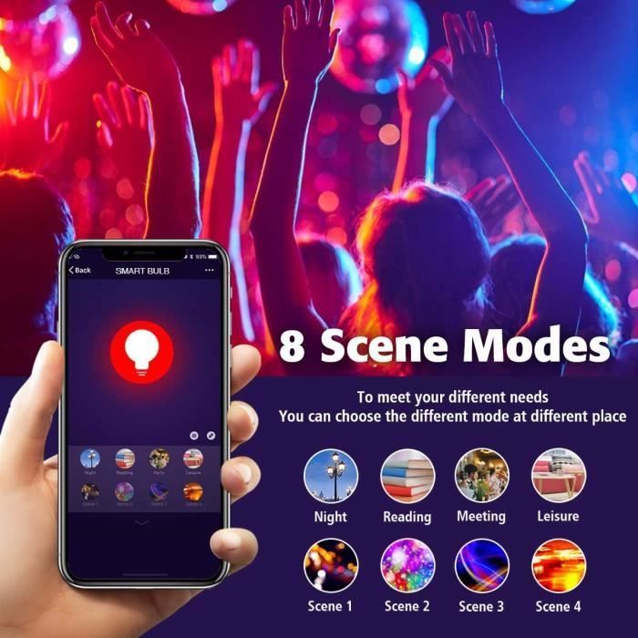 KINGSO Smart WiFi LED Bulb, Multicolor RGB E14 C37, 5W, 450LM