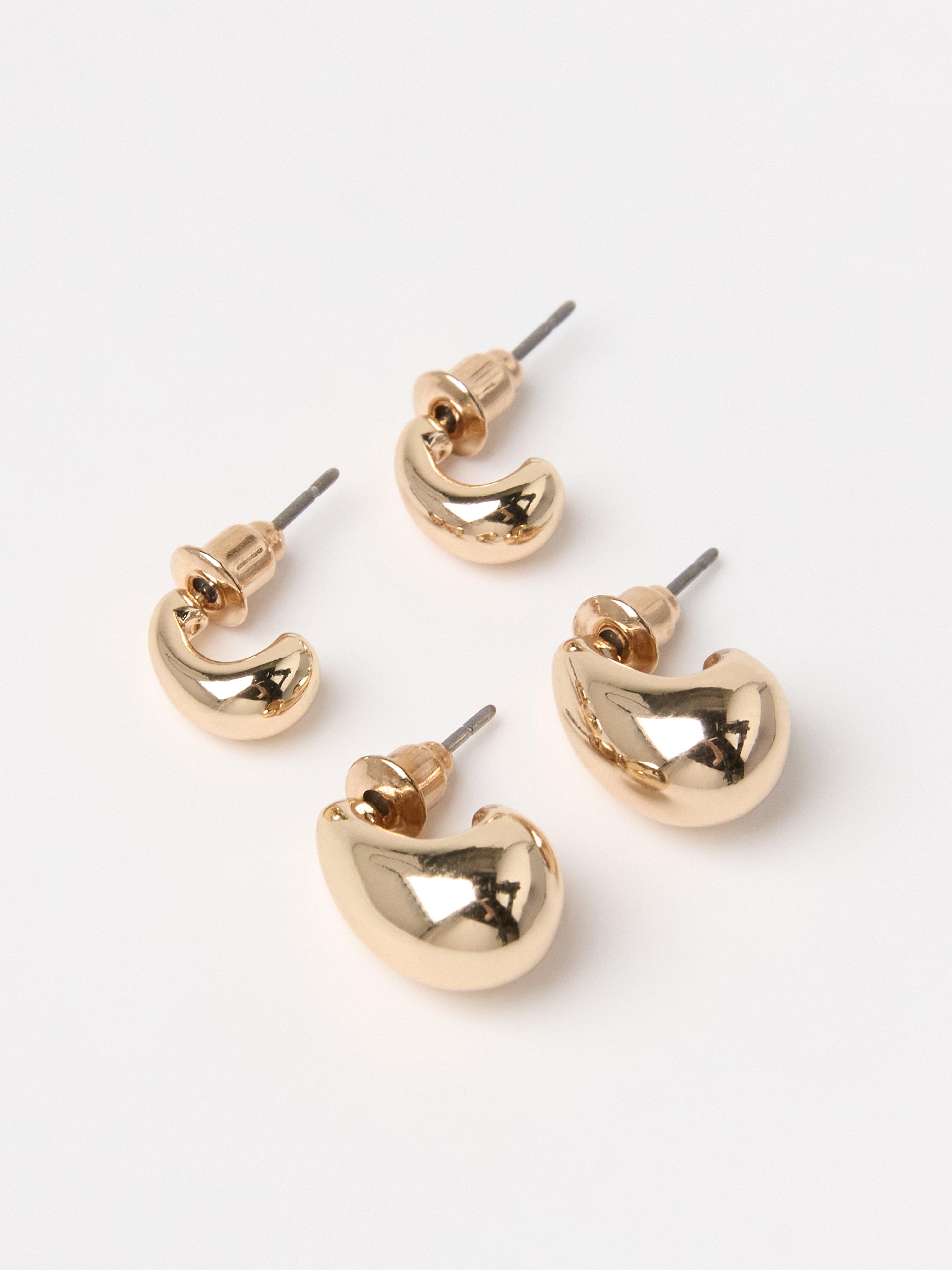 Conjunto de 2 brincos dourados