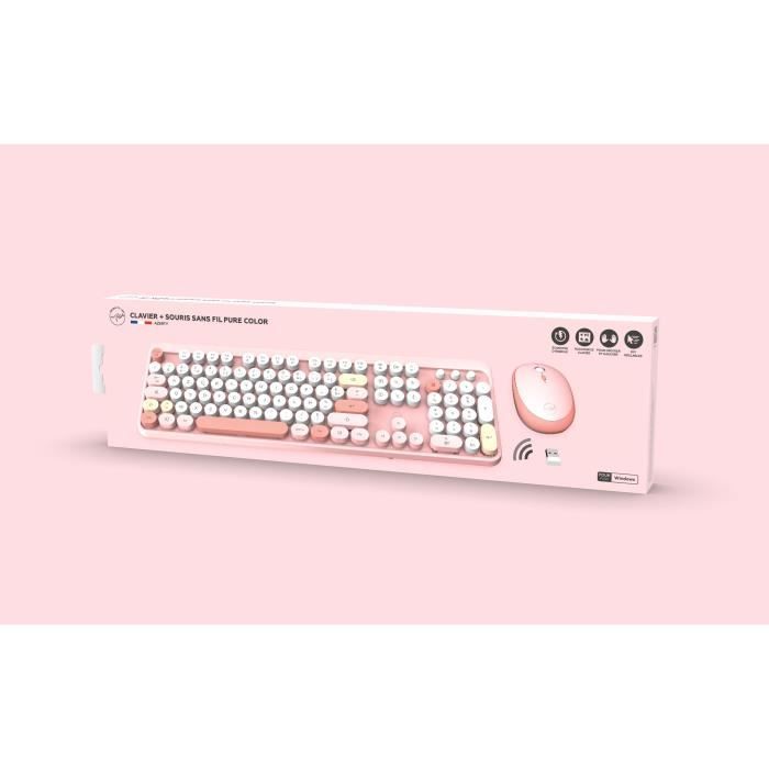 Toetsenbord- en muisset - MOBILITY LAB - Effen kleur - Draadloos - Geïntegreerd numeriek toetsenblok - Roze