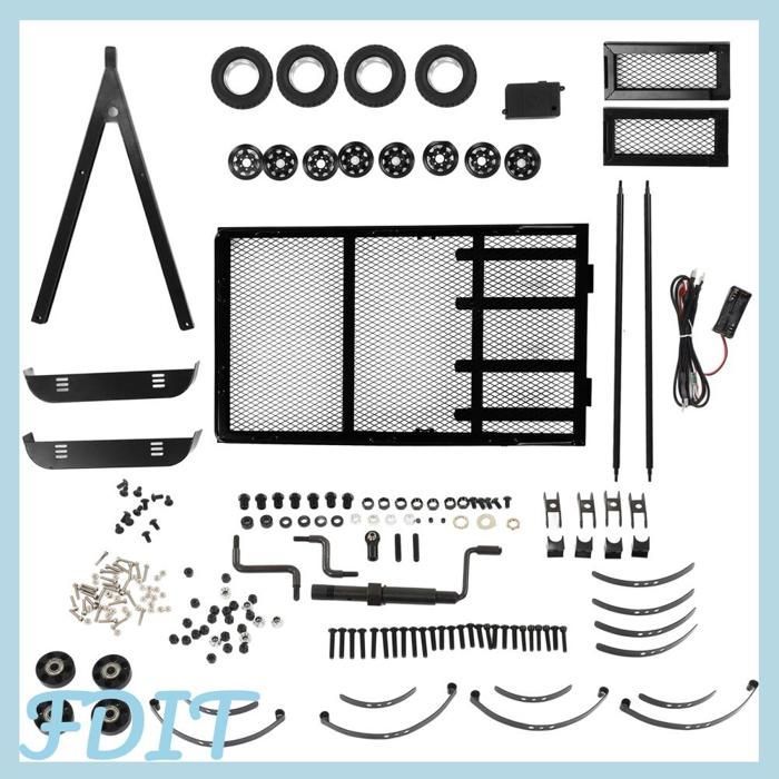 GOTOTOP 1/10 Rimorchio per auto RC, rimorchio in metallo resistente per veicoli giocattolo Traxxas SCX10 90046