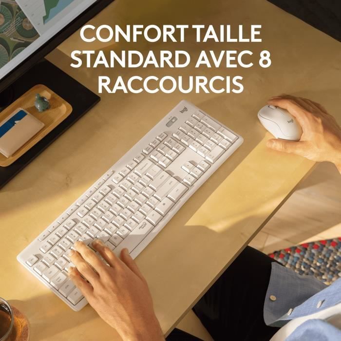 Toetsenbord- en muiscombinatie - Draadloos - Logitech - MK295 - AZERTY - Wit