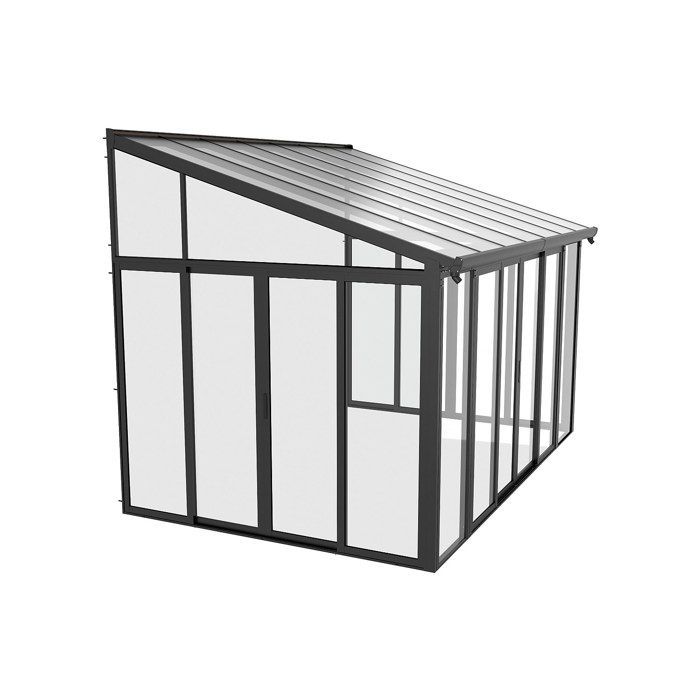 Terraza de aluminio y policarbonato con protección UV - 12,5 m² - antracita - MATHILDA