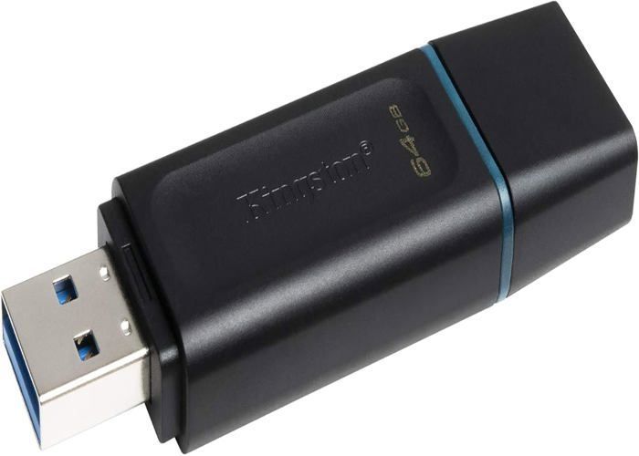 2 unidades de pen drive Kingston DataTraveler Exodia DTX/64GB USB 3.2 Gen 1 de 64 GB com tampa e anéis de proteção.