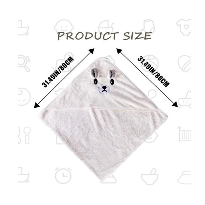 Toalla de baño para bebé, capa de baño con capucha para bebé, juego de 3 toallas de baño para bebé, toalla de baño con capucha para bebé de 80 x 80 cm
