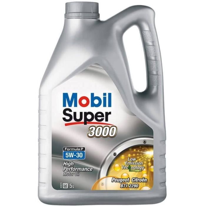 Aceite sintético para motor 5W-30 - MOBIL - Super 3000 - Formula-P - Lata de 5 L - Alto rendimiento - ACEA C2 - API SN