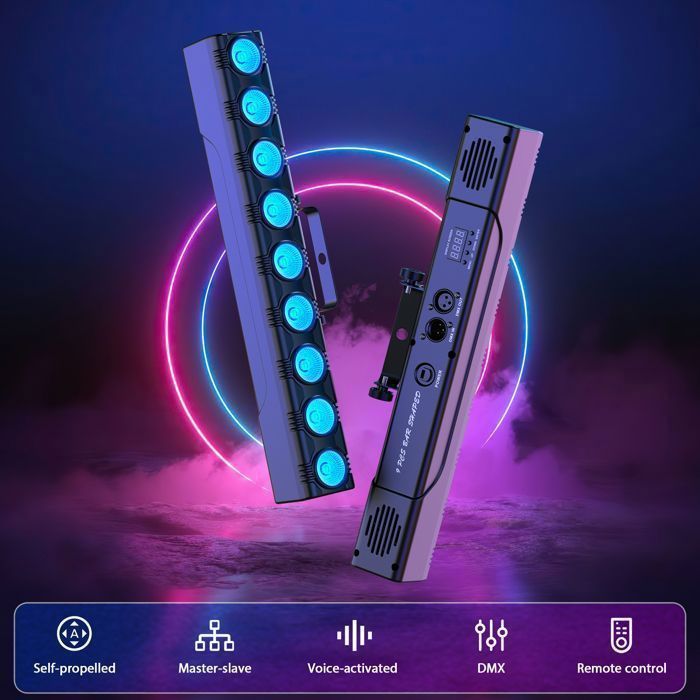 UKing 9 LED RGBW Testa mobile 4 in 1 con effetti dinamici, luce da palco per DJ con telecomando per piccoli spazi e discoteche (4 pezzi)
