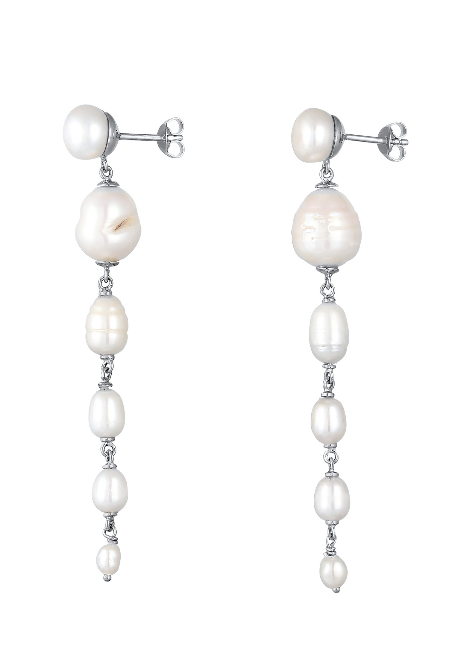 Elli Femmes clous d'oreilles Elegant avec perles de culture d'eau douce en argent sterling 925 plaqué or