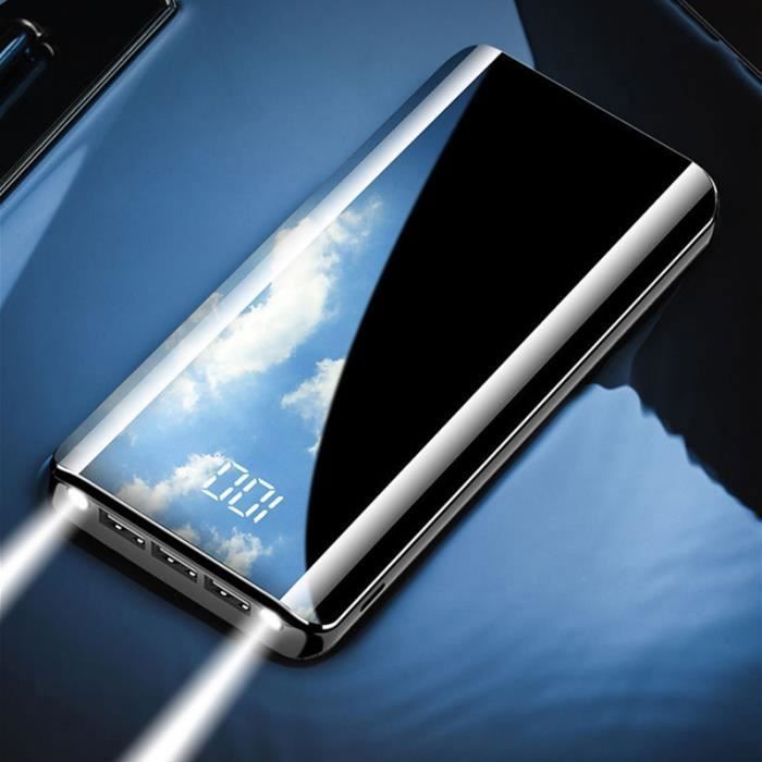 FUNSEE®50000mAh 3USB batterie externe portable ultra-mince powerbank pour tous les téléphones mobiles (Noir)