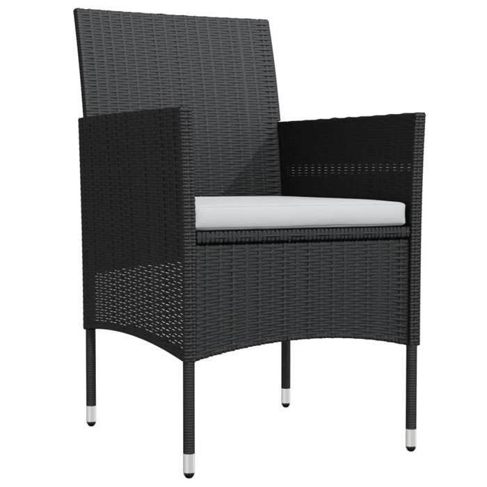 Conjunto de comedor de jardín - vidaXL - 5 piezas - Negro - Resina de mimbre - Acero con recubrimiento en polvo - Cristal
