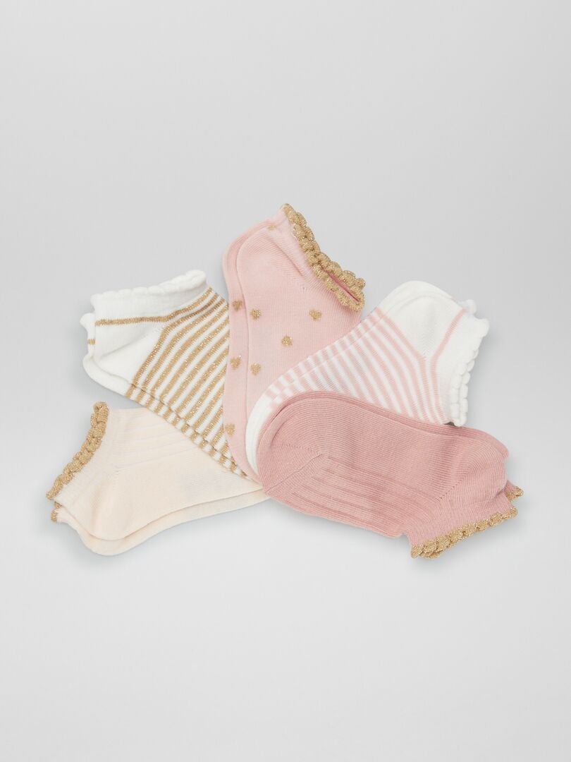 Juego de 5 pares de calcetines estampados - ROSA