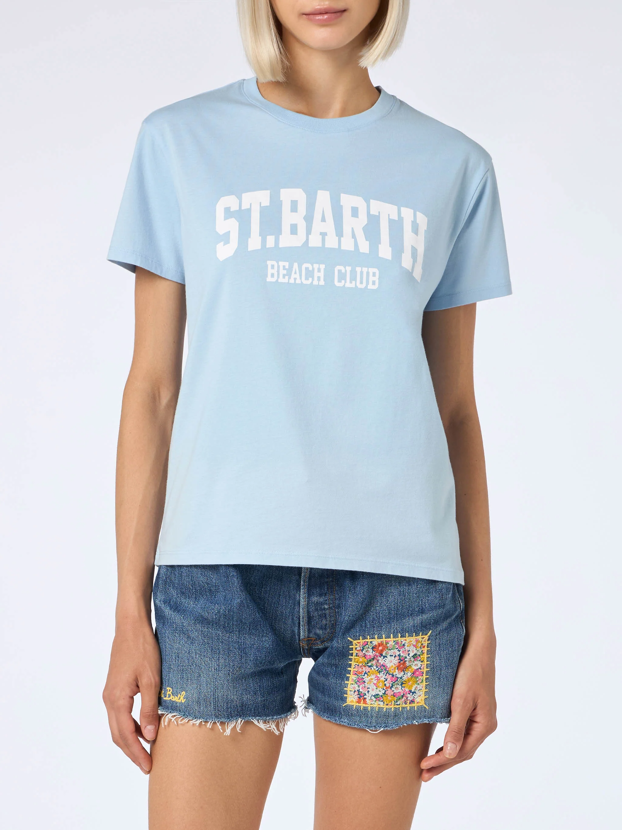 Emilie dames T-shirt met ronde hals van katoenen jersey en St. Ba-print.
